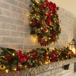 Load image into Gallery viewer, Clovi Brad Schmidt Winter Holly &amp; Berries Christmas Garland, 6’, LED Lights
