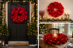Load image into Gallery viewer, 26" Cordless Everglow Poinsettia Wreath

