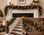 Load image into Gallery viewer, 6FT Cordless Winter Holly &amp; Berries Garland
