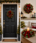 Load image into Gallery viewer, 26" Cordless Winter Holly &amp; Berries Wreath
