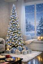 Load image into Gallery viewer, 7.5ft Lighted Snowfall Scotch Pine Tree (11 Lighting Functions)
